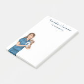Dierenarts vrouw met een puppy post-it® notes (Schuin)