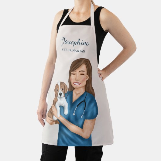 Dierenarts vrouw met een puppy schort (Insitu)
