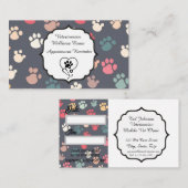 Dierenarts Wellness Examen Kleurrijke Paw Prints Afsprakenkaartje (Voorkant / Achterkant)