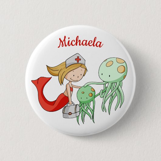 Dierenarts Zeemeermin met Octopussen Custom Ronde Button 5,7 Cm (Voorkant)