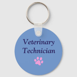 Dierenartsassistent/Roze Pootafdruk/Blauw Sleutelhanger