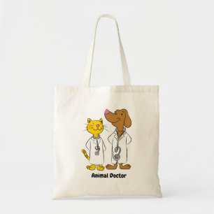 Dierenartsen van geanimeerde katten en honden tote bag