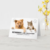 Dierenartsenpensioen Gefeliciteerd Kat en Hond Kaart (Gele Bloem)