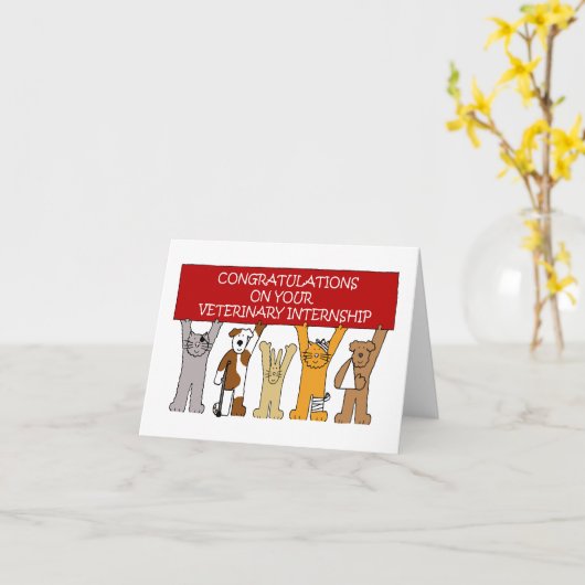 Dierenartsenstage Gefeliciteerd Kaart (Gele Bloem)