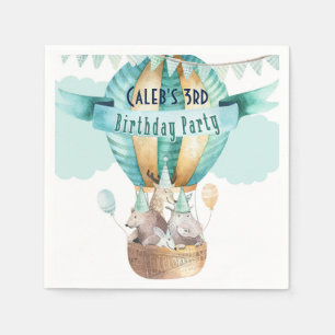 Dierenavontuur Watercolor Boho Verjaardagsfeestje Servet