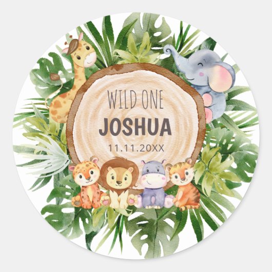 Dierenbaby's in de dierentuin ronde sticker (Voorkant)
