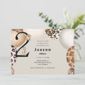 Dierenballon Cheetah 2e Jongen Verjaardagsfeestje Kaart (Staand voorkant)