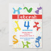 Dierenballonnen 4e verjaardag uitnodiging (Voorkant)