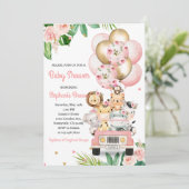 Dierenballonnen voor babyfeestje kaart (Staand voorkant)