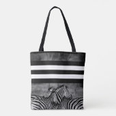 Dierenband zwart wit wild dicht bij tote bag (Achterkant)