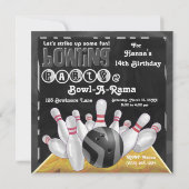 Dierenbedrukte Bowling Party Black en White Kaart (Achterkant)