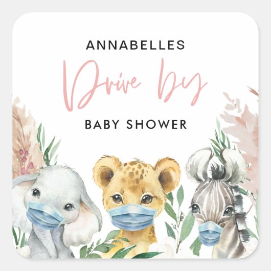 Dierenbedwelmingsmaskers met baby vierkante sticker (Voorkant)