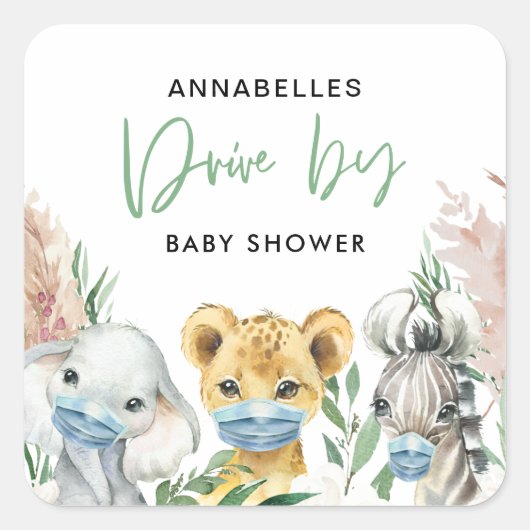 Dierenbedwelmingsmaskers met baby vierkante sticker (Voorkant)