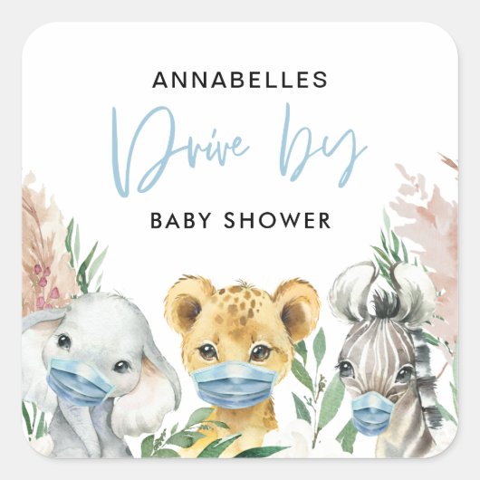 Dierenbedwelmingsmaskers met baby vierkante sticker (Voorkant)