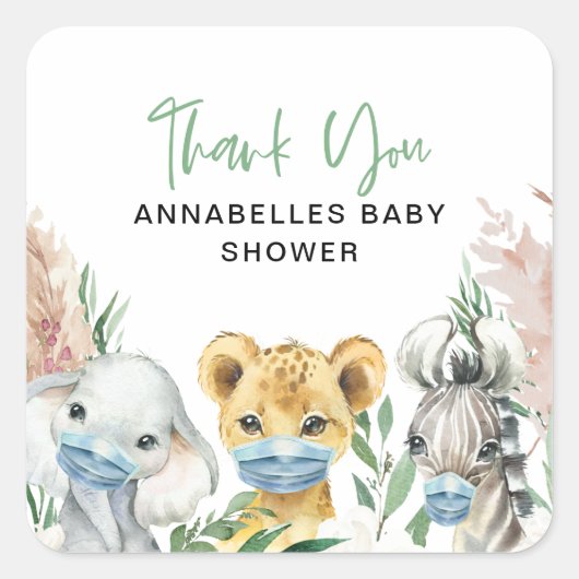 Dierenbedwelmingsmaskers met baby vierkante sticker (Voorkant)