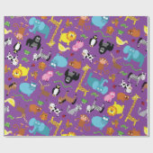 Dierenbedwelmingspapierdierentuin Birthday Party Cadeaupapier (Vlak)