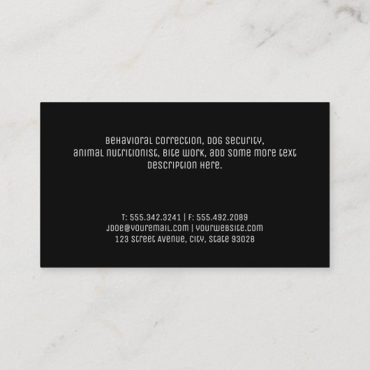 Dierenbescherming | hondentraining visitekaartje (Achterkant)