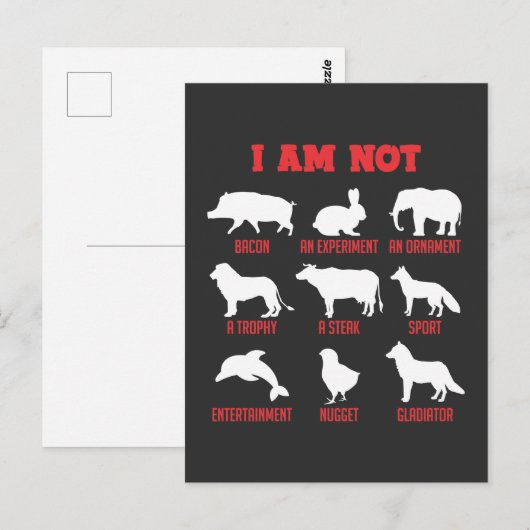 Dierenbescherming Vegan Statement Animals Welfare Briefkaart (Voorkant / Achterkant)