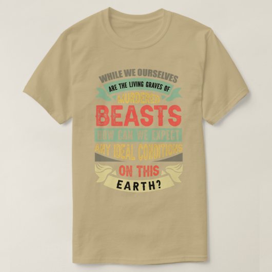 Dierenbescherming, vegan, vegetariër t-shirt (Design voorkant)