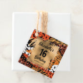 Dierenbeschermingspatroon 16e verjaardag op maat bedankjes labels (In situ)