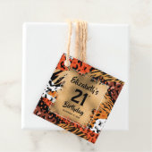Dierenbeschermingspatroon 21e verjaardag op maat bedankjes labels (In situ)