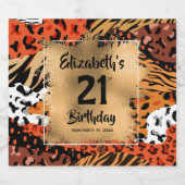 Dierenbeschermingspatroon 21e verjaardag op maat sparkling wijnetiket (Enkel label)