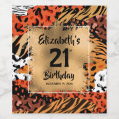 Dierenbeschermingspatroon 21e verjaardag op maat wijn etiket (Enkel label)