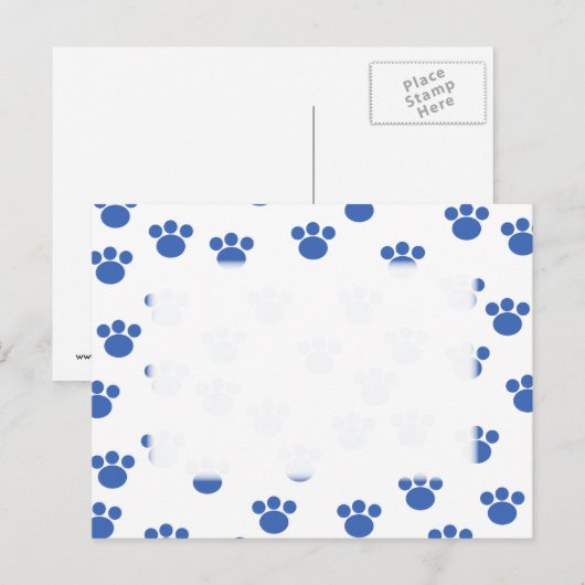 Dierenbeschermpringspatroon. Blauw en wit. Briefkaart (Voorkant / Achterkant)