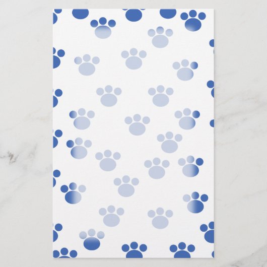 Dierenbeschermpringspatroon. Blauw en wit. Briefpapier (Voorkant)