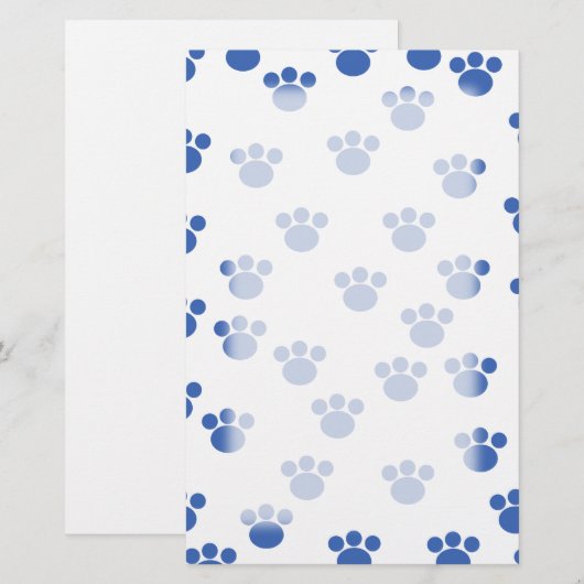 Dierenbeschermpringspatroon. Blauw en wit. Briefpapier (Voorkant / Achterkant)