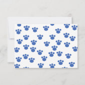 Dierenbeschermpringspatroon. Blauw en wit. RSVP Kaartje (Achterkant)