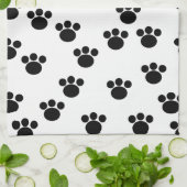 Dierenbeschermpringspatroon. Zwart-wit. Theedoek (Gevouwen)