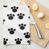 Dierenbeschermpringspatroon. Zwart-wit. Theedoek (Quarter Fold)