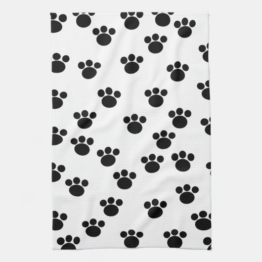 Dierenbeschermpringspatroon. Zwart-wit. Theedoek (Verticaal)