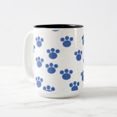 Dierenboek afdrukken. Blauw en wit. Tweekleurige Koffiemok (Voorkant links)