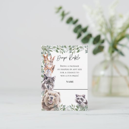 Dierenbos Baby shower Raffle Woodland Informatiekaartje (Staand voorkant)