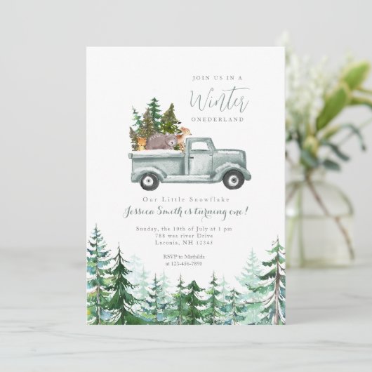 Dierenbos Winter Onederland 1e verjaardag Kaart (Staand voorkant)