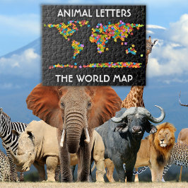 Dierenbrieven Wereldkaart Alphabet Legpuzzel