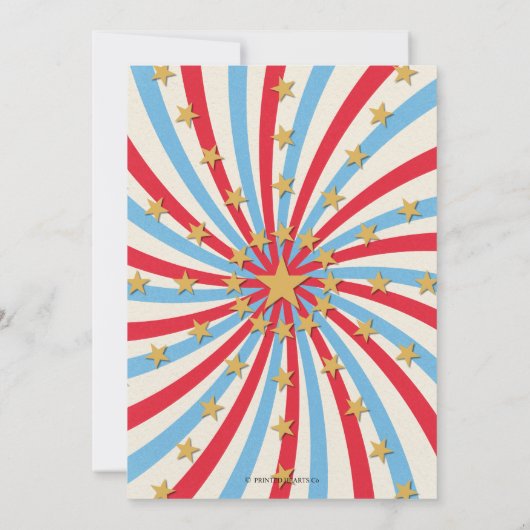 Dierencircus Verjaardag uitnodiging | rood wit bla (Achterkant)