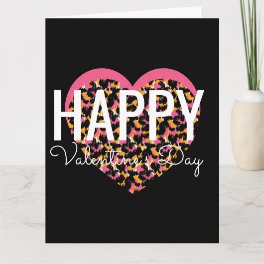Dierendruk Hart Valentijnsdag Kaart (Voorkant)