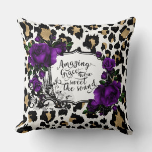 Dierendruk Paars Floral Paris Pillow Kussen