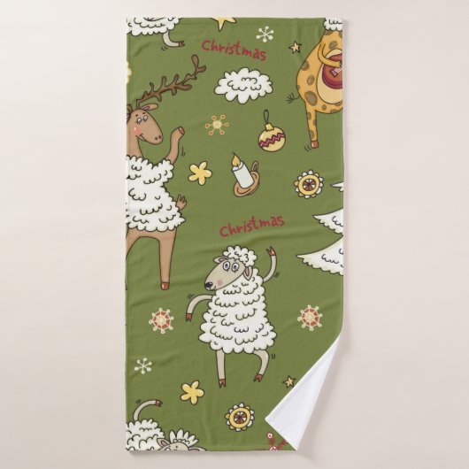 dierenduizend kerstschapen badhanddoek (Badhanddoek)
