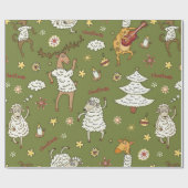 dierenduizend kerstschapen cadeaupapier (Vlak)