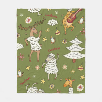 dierenduizend kerstschapen fleece deken