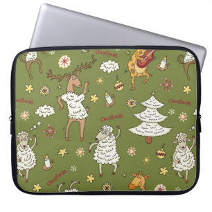 dierenduizend kerstschapen laptop sleeve