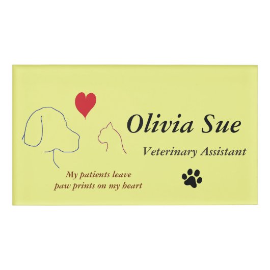 Dierenehulp Paw Prints On My Heart #2 Naambadge (Voorkant)