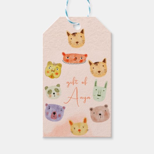 Dierenfeest kind verjaardagsfeest cadeaulabel (Voorkant)