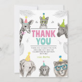 Dierenfeestje | Verjaardagsfeestje Wilde Dieren Bedankkaart (Voorkant)