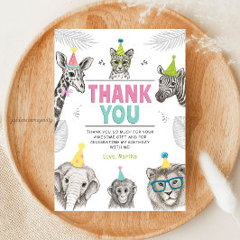 Dierenfeestje | Verjaardagsfeestje Wilde Dieren Bedankkaart