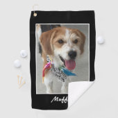 Dierenfoto & Naam, aanpassen, Zwart & Wit Golfhanddoek (Insitu)